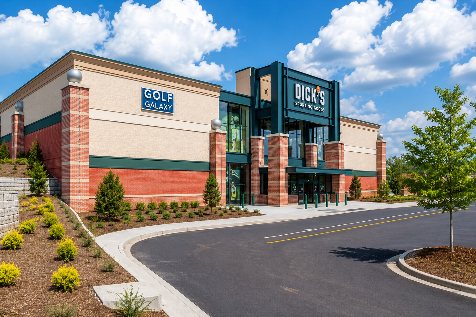 Dick's Sporting Goods and Golf Galaxy retail project exterior in Pineville, North Carolina